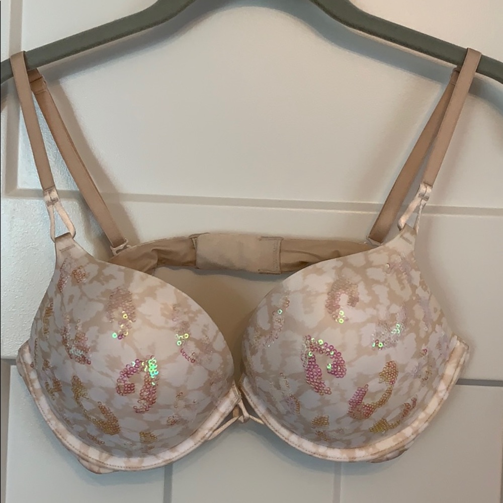 VS Miraculous Plunge- sequined push up bra- 36B